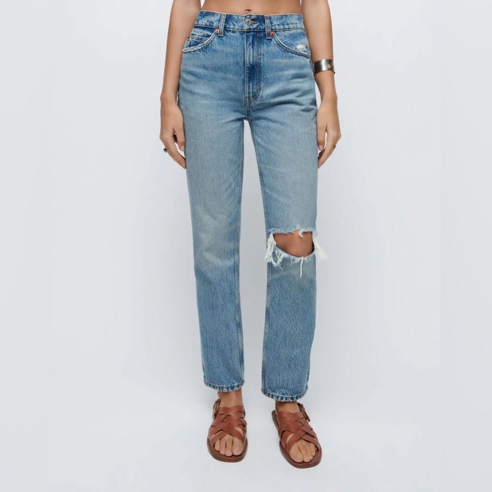 NWT Re/Done 70s‎ Straight Leg High Rise Jeans in Worn Medium RAF Size 31